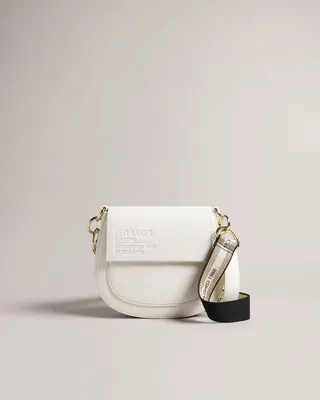 Branded Webbing Satchel Crossbody Bag in Ecru
