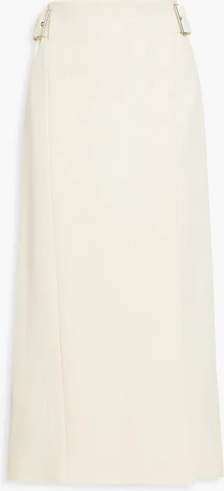 Buckled textured-wool midi skirt