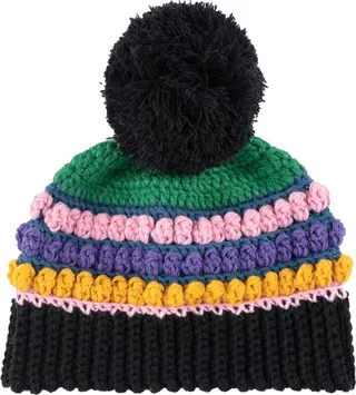 Shiraleah Vargas Multicolored Stripe Knit Beanie with Pom