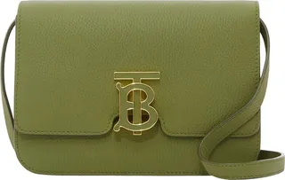 Small TB Monogram Topstitch Grainy Leather Shoulder Bag
