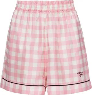 Gingham Check Silk Shorts