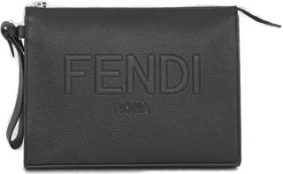 Fendi Logo Embossed Zipped Pouch