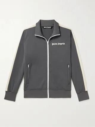 Slim-Fit Logo-Print Striped Shell Track Jacket