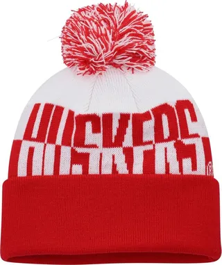 Men's adidas Scarlet and White Nebraska Huskers Colorblock Cuffed Knit Hat with Pom