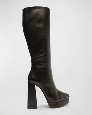Elysee Leather Platform Knee Boots