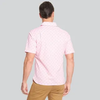 Van Heusen Men's Printed Short Sleeve Button-Down Shirt - Pink XL