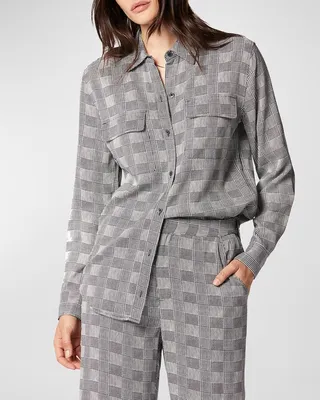 Signature Checkered Button-Front Top