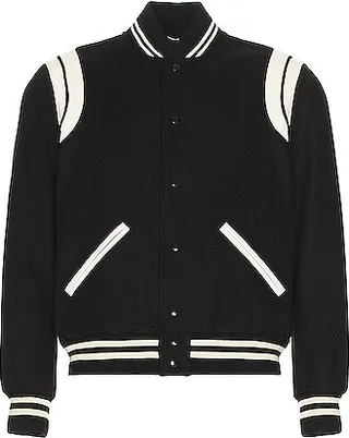 Saint Laurent Teddy Bomber Jacket in Black