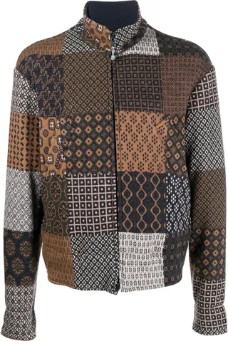 Warm-Up patchwork-effect bomber jacket