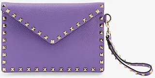 Womens Glicine Rockstud Studded Leather Envelope Pouch