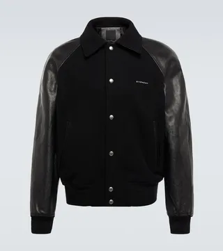 Wool-blend and leather varsity jacket