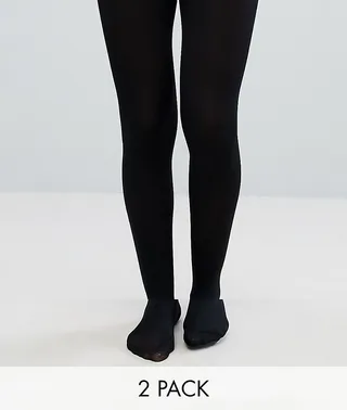 ASOS DESIGN 2 pack 80 denier tights in black