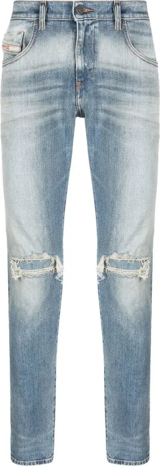 Distressed-Effect Slim-Fit Jeans