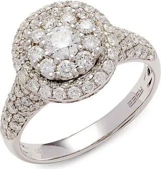 14K White Gold & Diamond Cluster Ring