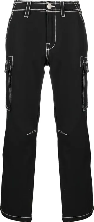 Contrast-Stitching Straight-Leg Trousers