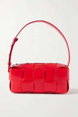 Bottega Veneta - Brick Cassette Small Intrecciato Leather Shoulder Bag - Red