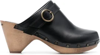 Buckle-Detail Platform Sole Clogs