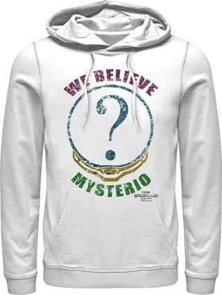 Men's Marvel Spider-Man: No Way Home We Believe Mysterio Distressed Pull Over Hoodie - White - 3X Large