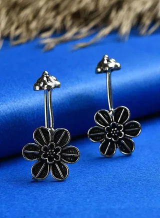 Silver Plated Floral Drop Earring