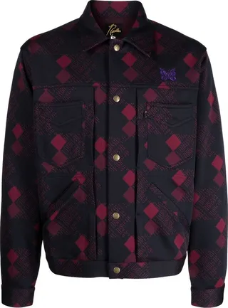 Geometric-Print Bomber Jacket