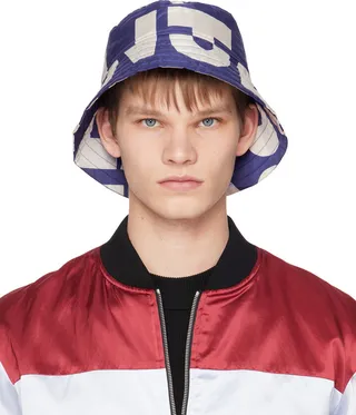 Dries Van Noten Blue Logo Bucket Hat