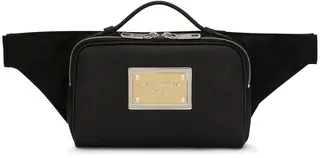 Logo-Plaque Leather Belt Bag