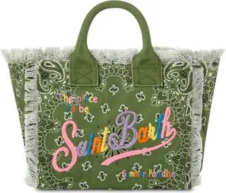 Green Bandanna Print Cotton Canvas Bag