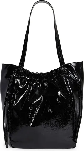 Patent Leather Drawstring Tote