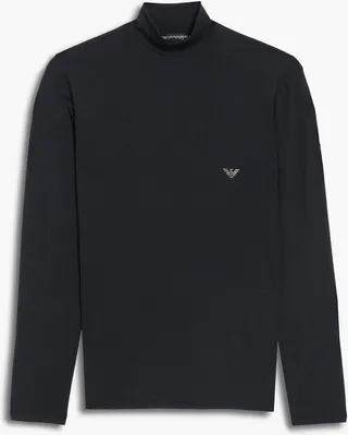 Printed stretch-modal jersey turtleneck T-shirt