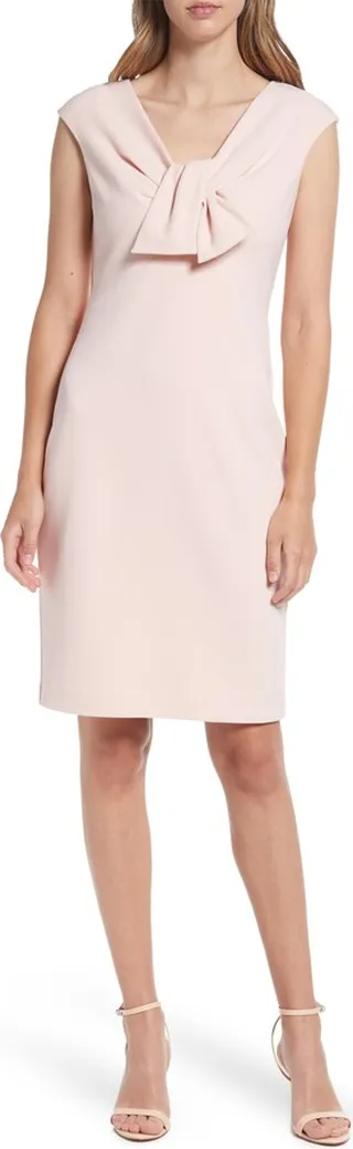 Tie Front Cap Sleeve Sheath Dress