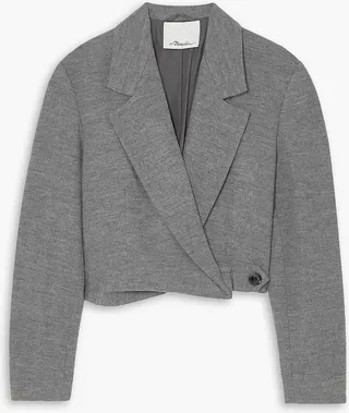 Cropped mélange wool blazer