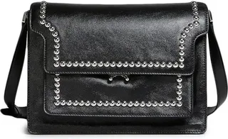 Stud-Embellished Leather Shoulder Bag
