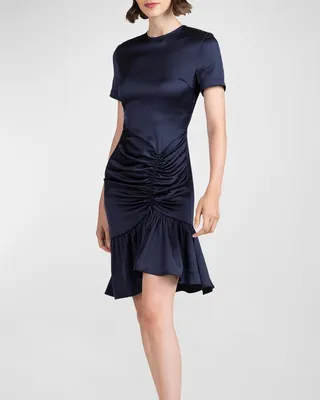 Skylar Ruched Flounce Mini Dress