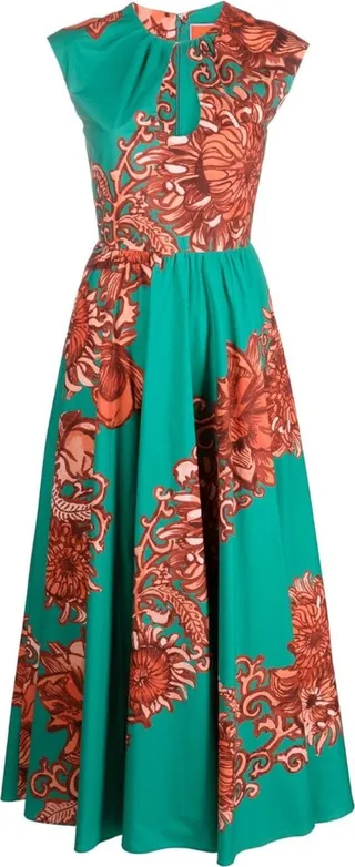 Floral-Print Cut-Out Dress