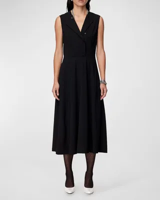 Paneled Bib-Front Midi Dress