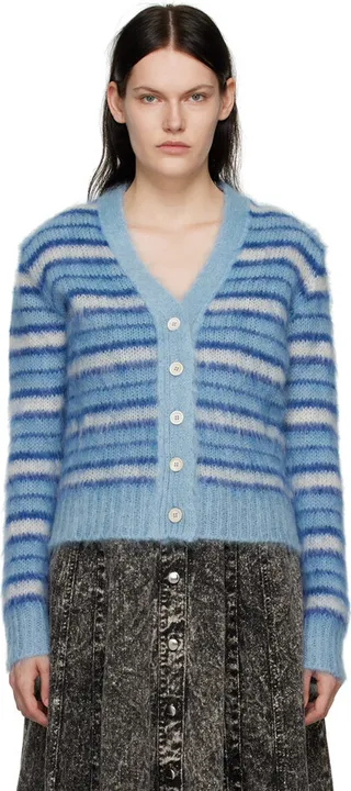 Marni Blue Striped Cardigan
