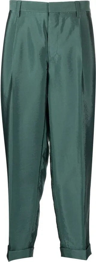 Cropped Tapered-Leg Suit Trousers