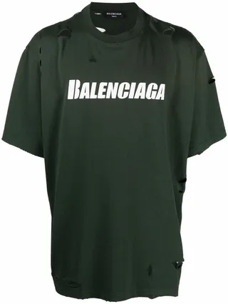 distressed logo-print T-shirt