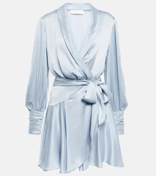 Wrap silk satin minidress