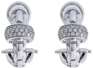 18kt White Gold Diamond Pavé Hoop Earrings