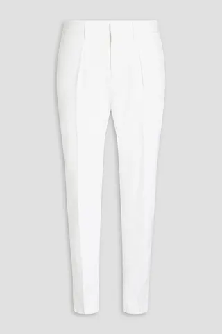 Pleated cotton-blend gabardine chinos