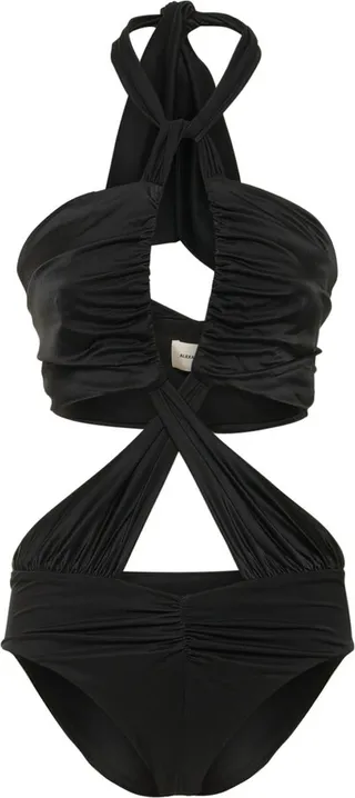 Cutout halter jersey bodysuit