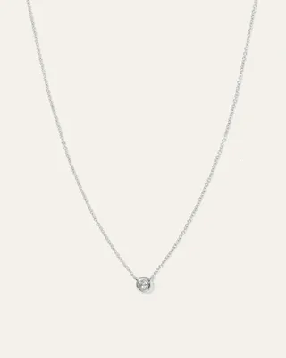 14K Gold Diamond Bezel Necklace