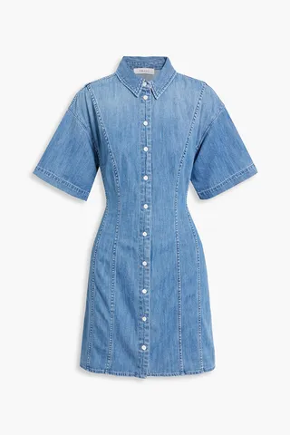 Shirred denim mini dress
