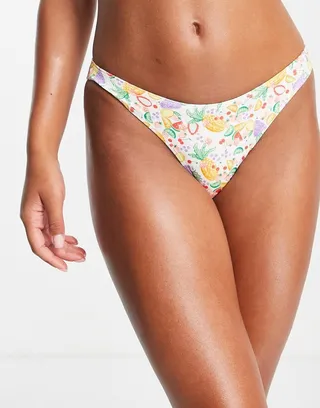 Monki bikini brief in fruit print