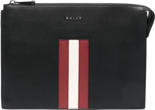 Striped Leather Clutch Bag