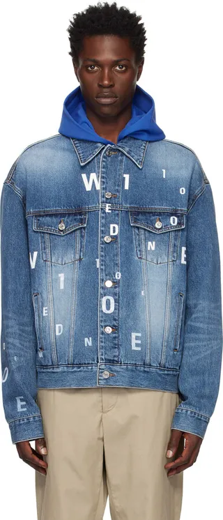 We11done Navy Random Trucker Denim Jacket