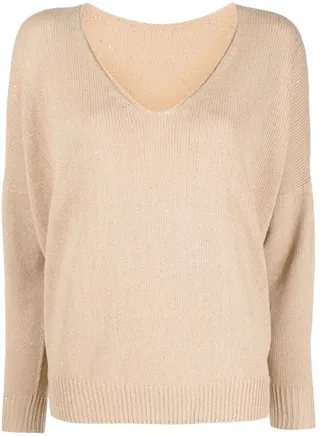V-neck knitted jumper