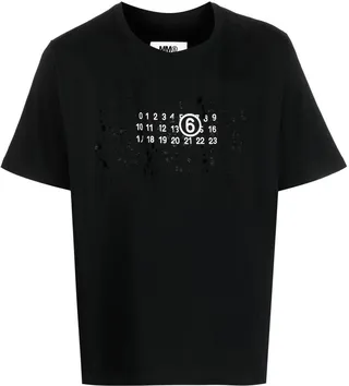 Black Numbers Logo Cotton T-Shirt