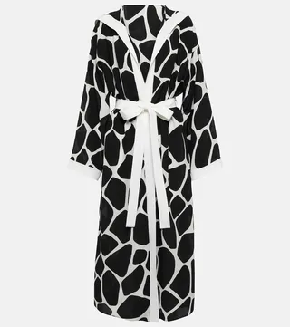 Printed silk robe